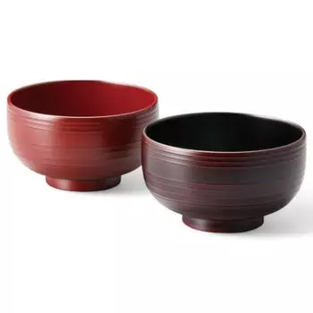 Set of 2 Lacquerware Made in J-kitchens Bowls, Hand-Painted, Japan, PID-529012
