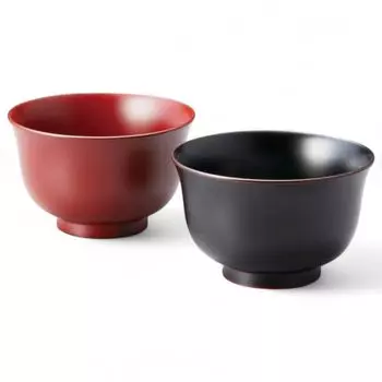 Set of 2 Lacquerware Made in J-kitchens Bowls, Hand-Painted, Japan, PID-529258