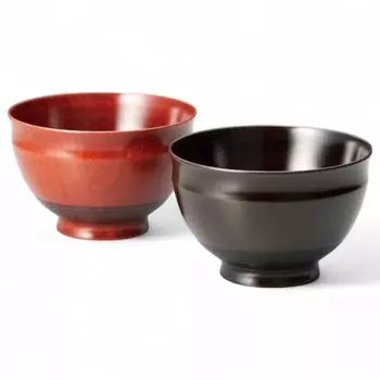 Set of 2 Lacquerware Made in J-kitchens Bowls, Wooden, Hand-Painted, Japan, PID-528756