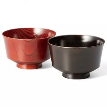 Set of 2 Lacquerware Made in J-kitchens Bowls, Wooden, Hand-Painted, Japan, PID-528770