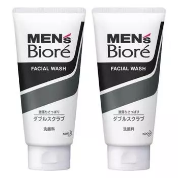 [set of 2] mens biore double scrub face wash 130g