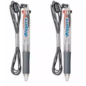 [Set of 2] Mitsubishi Pencil 2-color ballpoint pen players with string, transparent barrel