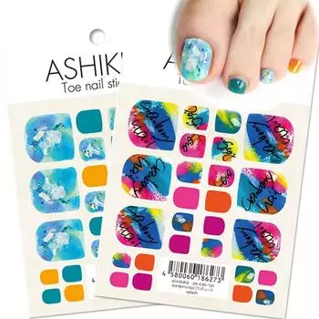 Set of 2 nail stickers for feet cranberry nail splash rainbow [ASHIKIRA] Ocean, blue,