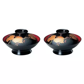 Set of 2 of inch stew bowl Black ivy inner vermilion J-kitchens (pair bowls) Heat-resistant 5.9 palace-shaped
