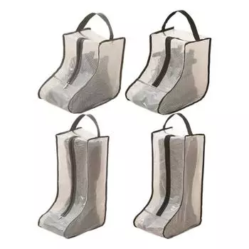 Set Of 2 PVC Boot Bags Dust Protector Shoes Bag Rubber Boot Bag With Clear Viewing Panel High Boot Storage 28x20x28cm