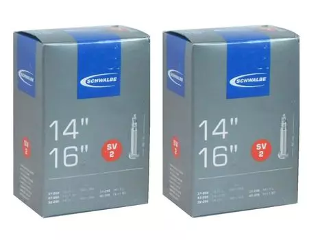 Set of 2 SCHWALBE 16 x 14 x 1 14 x 14 x 1 14 x 1 tube 2SV Presta style 40 mm valve 1.50 (40-305), 3/8, 1.75, 1.5, 3/8 [item]