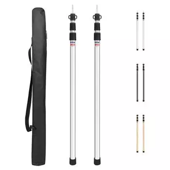 Set of 2 Tarp Poles Telescoping Camping Replacement 3-Section Aluminum Tent Rods for Rain Fly Camping Shelter Awning Canopy