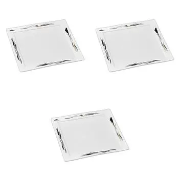 Set of 3 and Silver Square Plates x x Square Setomonohonpo Black, Gold, 9.0mm [26.8 26.8 1.6cm] Plates, Ceramic,