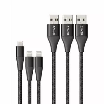 [Set of 3] Anker PowerLine+ II Lightning Cable MFi Certified Compatible with iPhone 13 / 13 Pro / 13 mini / 13 Pro Max /12 / SE (3rd Generation) (0.9m