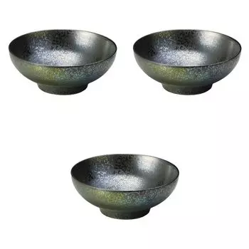 Set of 3 Black 25cm Deep Large Bowls x Large Serving Bowls by Setomonohonpo [25.3 10cm]
