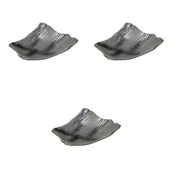 Set of 3 Black Glazed Deformed Plates x 19 x Deformed Plates Made in China Setomonohonpo [24 5.2 cm] (Medium)