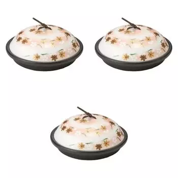 Set of 3 Black Glazed Flower Play Ceramic Plates x Ceramic Plates with Reinforced Lids Setomonohonpo [17 7cm]