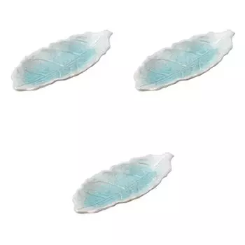 Set of 3 Blue 10 Konoha Plates x x 4 Irregular Plates Banko Ware Setomonohonpo No. [33.5 14.5 cm] (Extra Large) синий