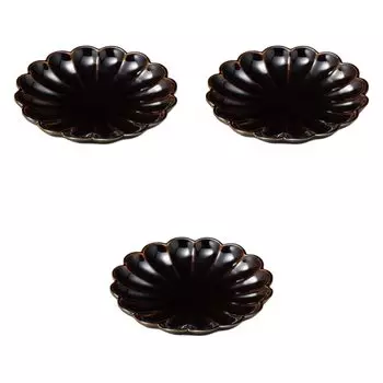Set of 3 Caramel Round Plates x Irregular Shape Ceramic Plates by Setomonohonpo Chrysanthemum-Shaped 6.0mm [17.7 2.7cm]