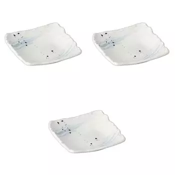 Set of 3 Cool Breeze 17cm Medium Bowls Square Ceramic Plates by Setomonohonpo [17x4cm]
