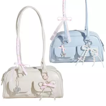 Set of 3 Elegant Bowknot Heart Star Keychains for Women Pearls Beaded Keyring Charm Fashionable Car Key Accessories 2