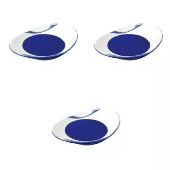 Set of 3 Flowing Water Lustre Oval Small Plates x 9 x 2 Arita Ware Small Plates Setomonohonpo (Blue) [12.2 cm]