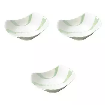 Set of 3 Flowing Water Lustre Wave Bowls x x Small Arita Setomonohonpo (Green) [15.5 11.5 5cm] Bowls, Ware,