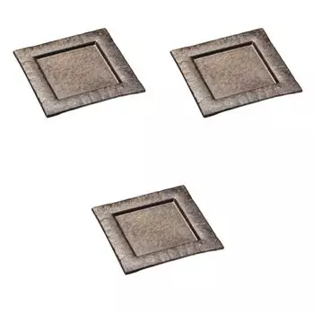 Set of 3 Gold Crystal Rimmed Square Plates x x Ceramic Square Plates by Setomonohonpo [20.5 20.5 3cm]