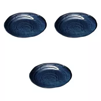 Set of 3 Hanakon Plates x Large Ceramic Plates by Setomonohonpo 8.0 [24.5 3cm] темно-синий
