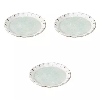 Set of 3 Hiwa Glazed Tokusa Round Plates x Ceramic Serving Plates by Setomonohonpo 9.0cm [28.7 2.8cm]