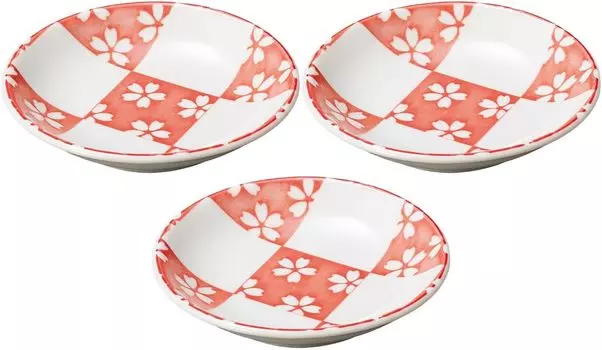Set of 3 Ichimatsu Sakura (red) 3.0 plates [102cm] Small plate