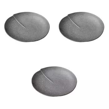 Set of 3 Iron Pepper Lotus Plates x Large Ceramic Plates by Setomonohonpo [24 3.8cm]