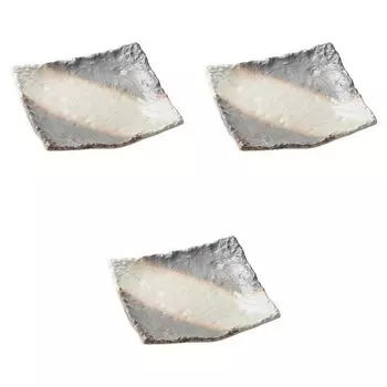 Set of 3 Kasumi Shino Square Plates x 26 x Banko Ware Large Banko Setomonohonpo 8.0 [26 5.5 cm] Plates, Ware,