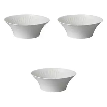Set of 3 Large White Porcelain Shinogi Morning Glory Bowls x 7 cm Hasami Setomonohonpo [19 (900cc)] Multi-Purpose Bowls, Ware,
