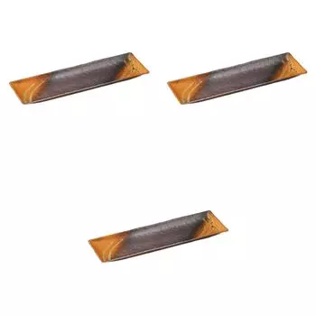 Set of 3 Nanban Ichichinkaku Long Plates x 15 x Ceramic Serving Plates Setomonohonpo [49.5 3cm]