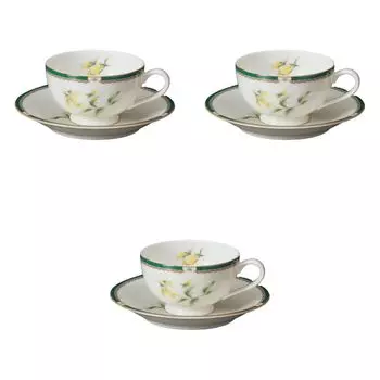 Set of 3 NB Herbal Black Tea Cups and Saucers x 9 x Fuse Ware Cups and Saucers by Setomonohonpo [11.5 5.5 cm, 200cc]