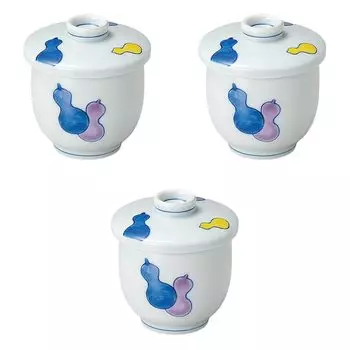 Set of 3 Nishiki Gourd Small Mushi Bowls x 8cm Arita Ware Mini Mushi Bowls Setomonohonpo [7.5 (150cc)]
