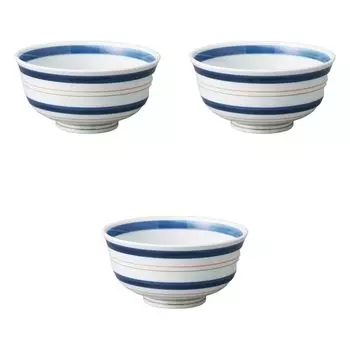 Set of 3 Nishiki Lightweight Bowls x 8cm Hasami Ware Bowls by Setomonohonpo Koma-Suji [16 (800cc)] Multi-Purpose