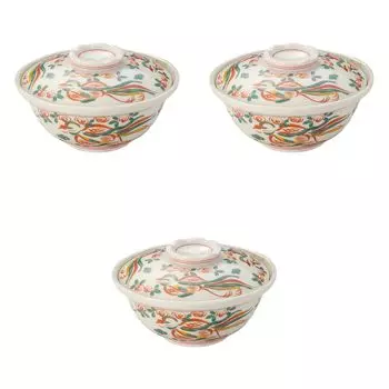 Set of 3 Phoenix Lidded Containers x Flat Lidded Arita Ware Setomonohonpo [14 7cm]