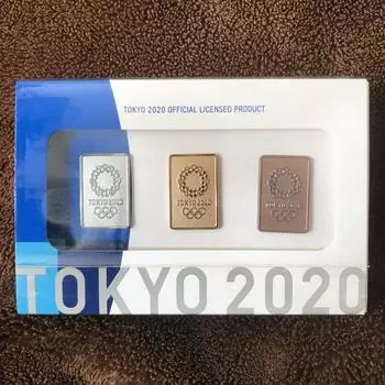 Set of 3 pin badges 2020 Olympic (Tokyo emblem) (gold/silver/bronze)