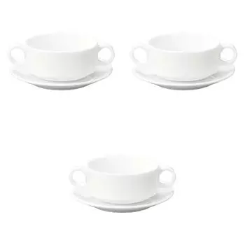 Set of 3 Plage Stack Soup Cups x x Plate x cm Cup Saucer Setomonohonpo Two-Handed (C/S) [15.4 10.3 5.4 cm, 15.2 2.2 (285cc)] &