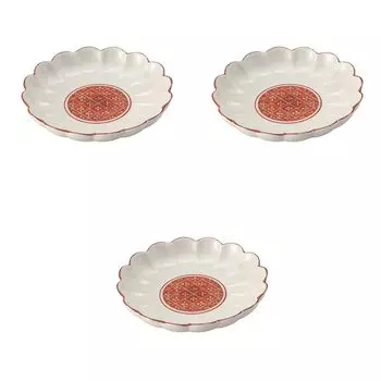 Set of 3 Plates x Plates by Setomonohonpo Red-painted Chrysanthemum-Shaped [15.5 2.7 cm]