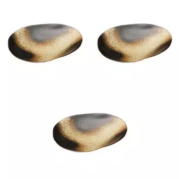 Set of 3 Plates x x Irregular Shape Ceramic Setomonohonpo Multi-Purpose [27.2 22.4 4.4cm] Plates, Reinforced,