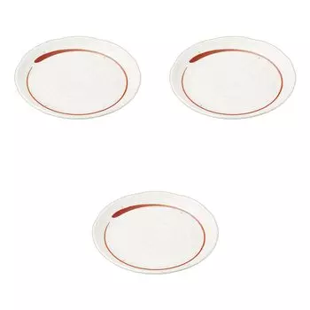 Set of 3 Red Brush Braille Plates x Large Ceramic Plates by Setomonohonpo Jomon-style 8.0 [24 2.8cm]