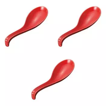 Set of 3 Red Glazed Ramen Spoons x Chinese Spoon Setomonohonpo [18 5.4 cm]