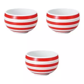 Set of 3 Red Lined Okonomiyaki Bowls x Arita Setomonohonpo [12.5 8cm] Multi-purpose bowls, ware, красный