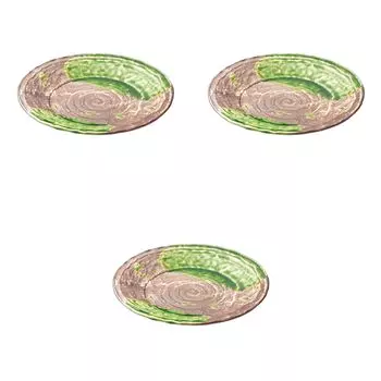 Set of 3 Rust Glazed Hiwa Style Round Plates x Large Ceramic Plates by Setomonohonpo 8.0mm [24.5 3.4cm]