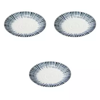 Set of 3 Sendan Tokusa Rim Plates x Large Ceramic Plates by Setomonohonpo 8.0 [25.6 3cm]