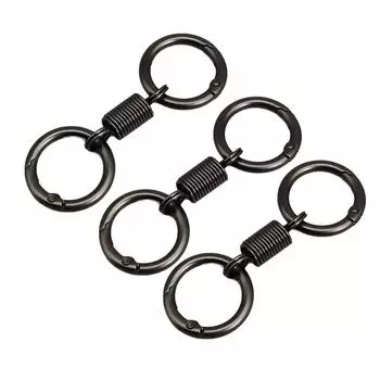 Set of 3 Spring Double Keychains Convenient Separation Simple Keyrings Elegant Key Holder Alloy Material for Key Bag чёрный