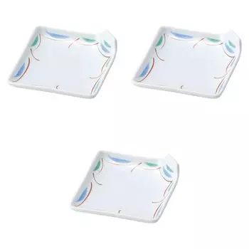 Set of 3 Sudare Square Folded Plates x x Shokado Reinforced Porcelain by Setomonohonpo Red-painted [10.8 10.8 3.2 cm]