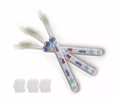 Set of 3 toothbrushes for boys car pattern children s (with cap),