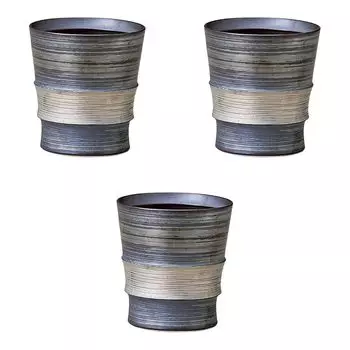 Set of 3 Wabi Cups x cm Rock Cups Arita Ware Setomonohonpo Silver-glazed [8.5 9.5 (280 cc)]