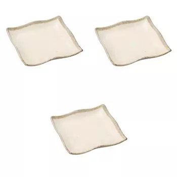 Set of 3 White Karatsu Square Plates x x Square Setomonohonpo 9.0 [23.5 23.5 4.2 cm] Plates, Ceramic,