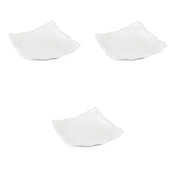 Set of 3 White Matte Stackable Plates x 24 x Irregular Shape Ceramic Plates by Setomonohonpo 8.5 [24 4.3cm]