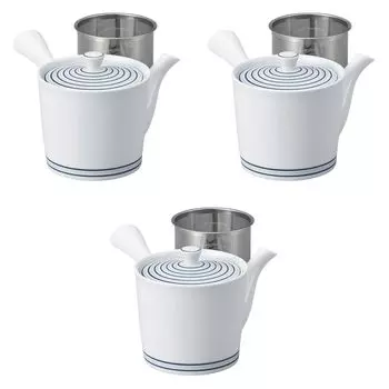 Set of 3 White Porcelain Uzu SS Medium Teapots x cm Arita Ware Teapots Arita Ware Setomonohonpo [10.5 10.5 (425 cc)]